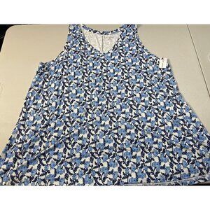 Lane Bryant Womens  Size 22/24 Tank Top Blue & White Floral